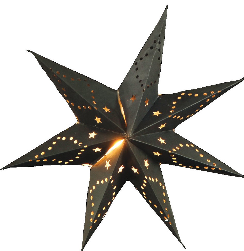 Μάυρο Χάρτινο Κρεμαστό Χριστουγεννιάτικο Αστέρι Με Ντουί Λάμπας Ε14 32cm