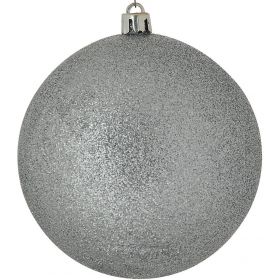 Ασημί Πλαστική Χριστουγεννιάτικη Μπάλα Με Γκλίτερ 4cm