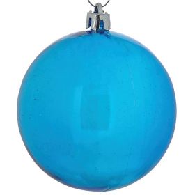 Μπλέ Πλαστική Διάφανη Χριστουγεννιάτικη Μπάλα 8cm