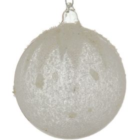 Λευκή Γυάλινη Χριστουγεννιάτικη Μπάλα 8cm