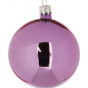 Μώβ Γυαλιστερή Γυάλινη Χριστουγεννιάτικη Μπάλα 8cm