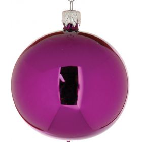 Μώβ Γυαλιστερή Γυάλινη Χριστουγεννιάτικη Μπάλα 8cm