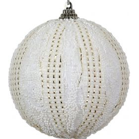 Λευκή Λούτρινη Χριστουγεννιάτικη Μπάλα 8cm