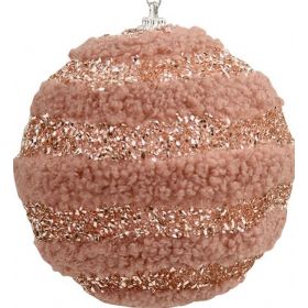 Ρόζ Λούτρινη Χριστουγεννιάτικη Μπάλα 10cm