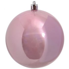 Ρόζ Γυαλιστερή Πλαστική Χριστουγεννιάτικη Μπάλα 8cm