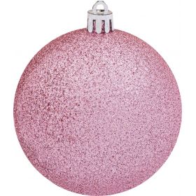 Ρόζ Πλαστική Χριστουγεννιάτικη Μπάλα Με Glitter 8cm