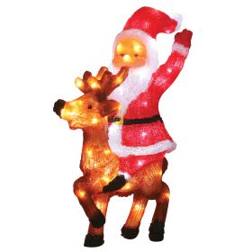 60Led 3D Ακρυλικός Φωτιζόμενος Άγιος Βασίλης Με Ελάφι Με Μετασχηματιστή ip44 ,40 x 61(h)cm