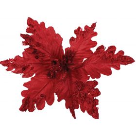 Κόκκινο Χριστουγεννιάτικο Διακοσμητικό Λουλούδι 31cm