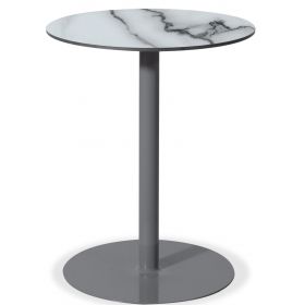 Στρογγυλό Μεταλλικό Τραπέζι Με Επιφάνεια Compact Hpl Λευκό Φ58 x 75(h)cm