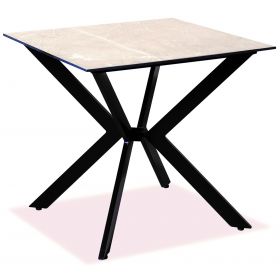 Τετράγωνο Μεταλλικό Τραπέζι Με Επιφάνεια Compact Hpl Μπέζ ί 78 x 78 x 75(h)cm