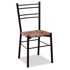 Αγαλβάνιστη Μεταλλική Καρέκλα Χρώμα Σκουριά Ύδρα Με Κάθισμα Ψάθα