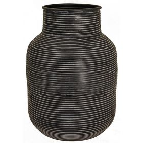 Σφυρήλατο βάζο αλουμινίου, μαύρο με λευκή πατίνα,34x45cm 