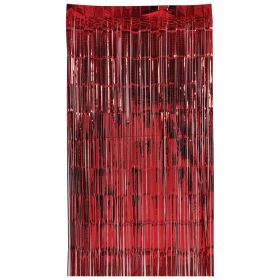 Κόκκινη Μεταλλιζέ Διακοσμητική Κουρτίνα 100 x 200(h)cm