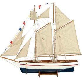 Ξύλινο Παραδοσιακό Καράβι, Χρώμα Λευκό - Μπλέ 120 x 19 x 110(h)cm