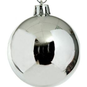 Ασημί Πλαστική Γυαλιστερή Χριστουγεννιάτικη Μπάλα 6cm