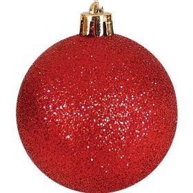 Κόκκινη Πλαστική Χριστουγεννιάτικη Μπάλα Με Glitter 4cm