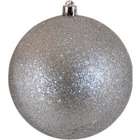Ασημί Πλαστική Χριστουγεννιάτικη Μπάλα Με Γκλίτερ 6cm