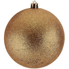 Χρυσή Πλαστική Χριστουγεννιάτικη Μπάλα Με Γκλίτερ 8cm