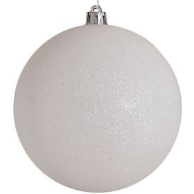 Λευκή Πλαστική Χριστουγεννιάτικη Μπάλα Με Γκλίτερ 8cm
