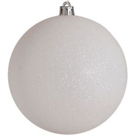 Λευκή Πλαστική Χριστουγεννιάτικη Μπάλα Με Γκλίτερ 6cm