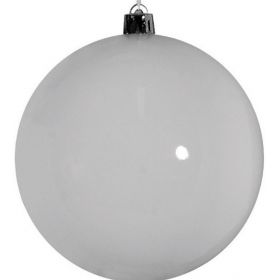 Λευκή Πλαστική Γυαλιστερή Χριστουγεννιάτικη Μπάλα 8cm