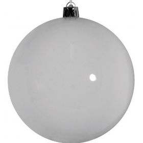 Λευκή Πλαστική Γυαλιστερή Χριστουγεννιάτικη Μπάλα 6cm