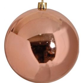 Χάλκινη Γυαλιστερή Πλαστική Χριστουγεννιάτικη Μπάλα 8cm