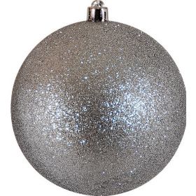Ασημί Πλαστική Χριστουγεννιάτικη Μπάλα Διακόσμησης Με Γκλίτερ 30cm
