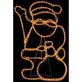 Φωτιζόμενο Σχέδιο Άγιος Βασίλης  Με Κίτρινο Φωτοσωλήνα ,88(Η) x 53cm
