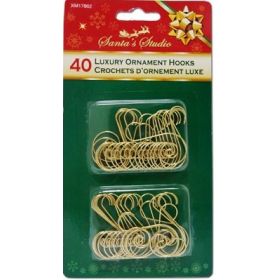 Χρυσά Γαντζάκια για Κρεμαστά Χριστουγεννιάτικα Στολίδια και Μπάλες 4.5cm , Σέτ 40 Τεμαχίων
