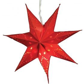 Κόκκινο Χάρτινο Κρεμαστό Χριστουγεννιάτικο Αστέρι Με Ντουί Λάμπας Ε14 32cm