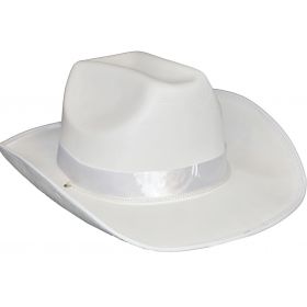 Λευκό Δερματίνη Αποκριάτικο Καπέλο Cowboy