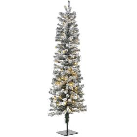 Χριστουγεννιάτικο Δέντρο Slim Χιονισμένο Με 70 Λαμπάκια 90cm