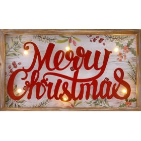 Κρεμαστή Πινακίδα Merry Christmas Με Φώς 6Led 25 x 4 x 15cm