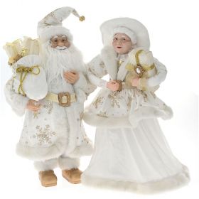 Λευκό Ζευγάρι Mr And Mrs Santa 65cm ,Σέτ 2 Τεμαχίων