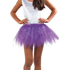 Μώβ Παιδική Αποκριάτικη Φούστα Με Μύτες Glitter