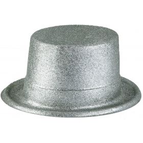 Ασημί Ημίψηλο Αποκριάτικο Καπέλο Με Γκλίτερ